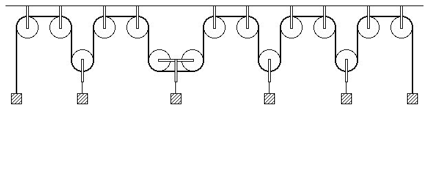 Rope No. 1 with 15 Pulleys and 6 Weights